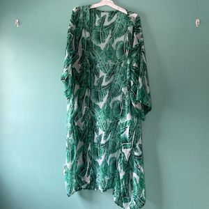 Size Large Shein leaf pattern sheer swim cover
